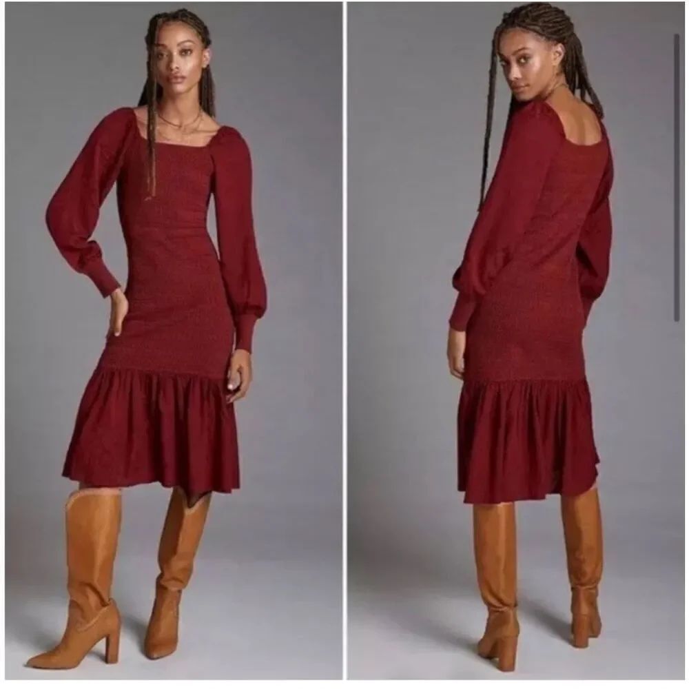 Anthropologie NWT burgundy dress size XS